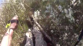 Paragliding beginner fails to take off