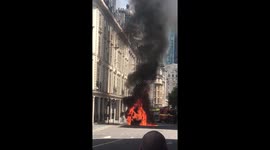 Road sweeper burst into flames in City of London