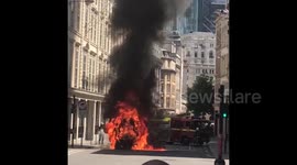 Road sweeper burst into flames in City of London