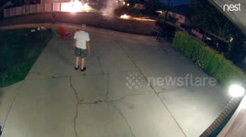 Huge Firework Tips Over and Terrorizes Neighborhood