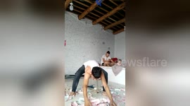 Newsflare Edit - The man piled the banknotes up to two meters high