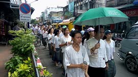 Chiang Mai, Thailand high school students parade to temple