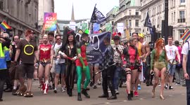 London gaming comunity marshes at London Pride Parade 2017 in cosply costumes