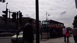 A man fall down in the bus after epilepsy attack.