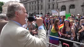 Anti-gay Pride protesters scuffle with rally supporters in London