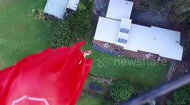 Toy Story's Woody dropped from drone using three parachutes