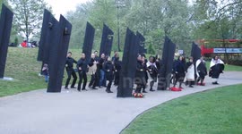 Māori 'Haka' performed at ANZAC Day Dawn Service. London, United Kingdom.