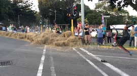 Spectacular downhill longboarding crashes
