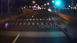 Near miss after toddler runs onto road in front of car