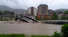 BRIDGE TORN AWAY IN BOSNIA FLOODWATERS