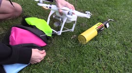 Multiple parachutes dropped from drone