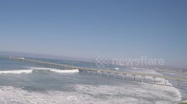 Surfers Shoot the Pier ! Double Brah' - Do NOT try this !