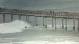 Surfer Shoots Pier in Major Storm 2-18-17 San Diego