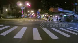 Stupid pedestrian freaks and aborts crossing the road