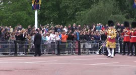 Trooping the colour bands marching