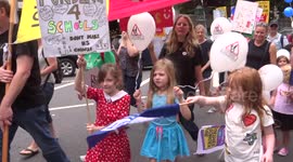 Hundreds of children protest against educational cuts in Central London, 2017