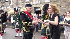 Scottish parade stops for some Scotch (Whisky) hospitality in Speyside