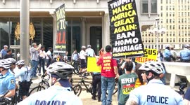 Westboro Baptist, aka 'God Hates Fag's' Church, Clashes With Anti-Trump Protesters in Philadelphia