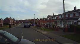 Dashcam footage from seaton delaval, near miss mercedes sprinter vs vauxhall astra