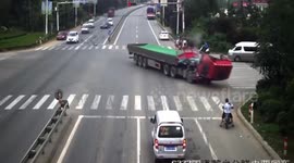 Lorry crashes off road after cab collapses forwards