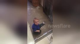 Adorable baby thinks he is a dog