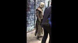 White Walker poses for selfies at London station