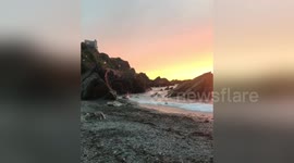 Newsflare Edit - The sky ablaze - spectacular sunset over Ilfracombe