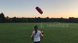 9 year old takes out father while power kiting
