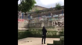 Fearless Freerunner Front Flips onto River Thames Beach