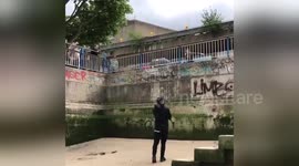 Newsflare Edit - Fearless Freerunner Front Flips onto River Thames Beach