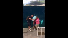 Beluga Whale Photobombs Family!!!