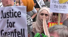 Justice for Grenfell Tower Fire protest outside Kensington town hall