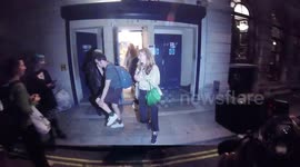 Lily Cole departs Trafalgar Studios in London