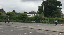OAPs have kick-about in UK carpark