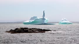 Iceberg calving in Newfoundland, Canada
