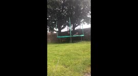 Megan and jacob on trampoline