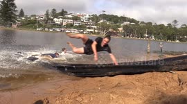 Teenage boys build awesome water slide in Australia