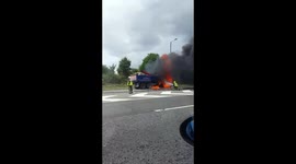 Lorry on fire on the M4