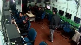 Men fighting against each other in internet shop