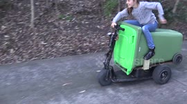 Ingenious dad invents 'bin-kart' so children can take trash out