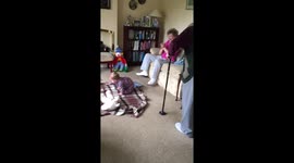 Baby impersonates a frog!