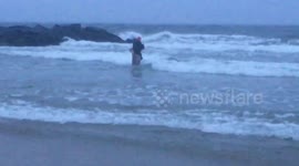 Man goes fishing during dangerous storm