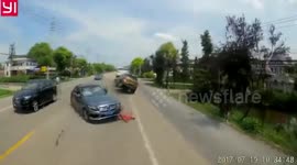 Mercedes-Benz head-on collides with a car after it forces to overtake