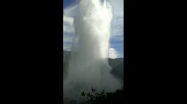 Burst pipe shoots water more than 100 metres into the air