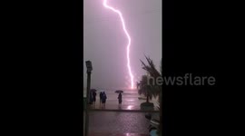 Lightning strikes sea