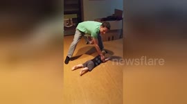 Dad makes fidget spinner with toddler