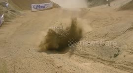 Car crashing after huge jump at Ostbayern-Rallye 2015