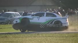 Car coming very close to rolling at Rallyesprint Trostberg 2015