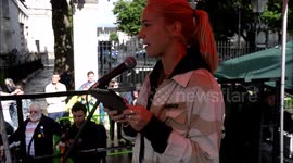 EastEnders actress Maddy Hill speaks at nurses rally