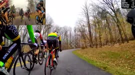 Tension in the Final Moments of a Bicycle Race Finish Leads to a Crash